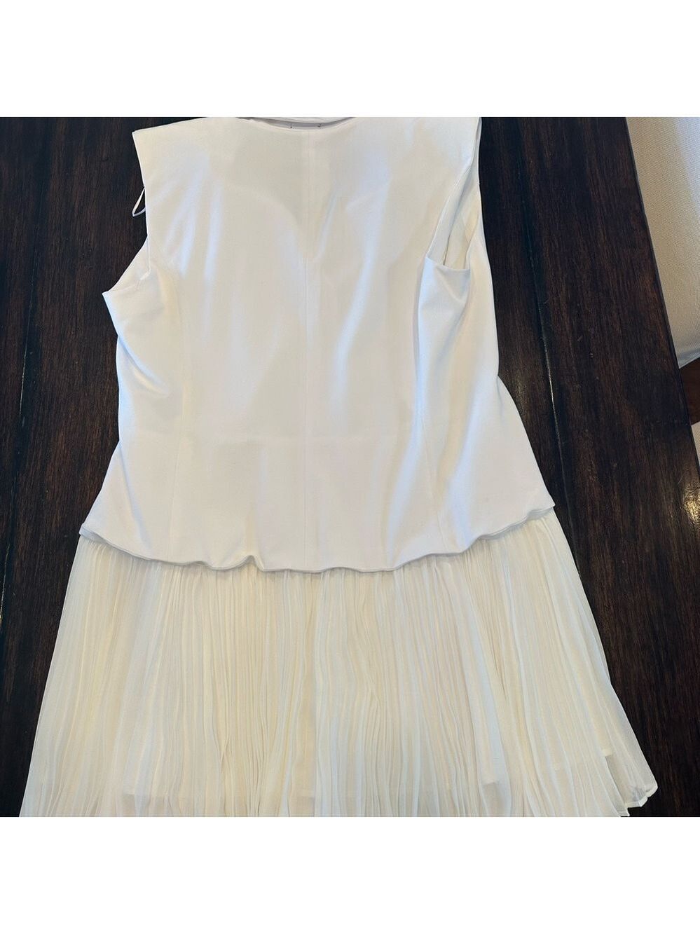 Halogen White Sleeveless Pleated Mini Dress - Picture 4 of 5